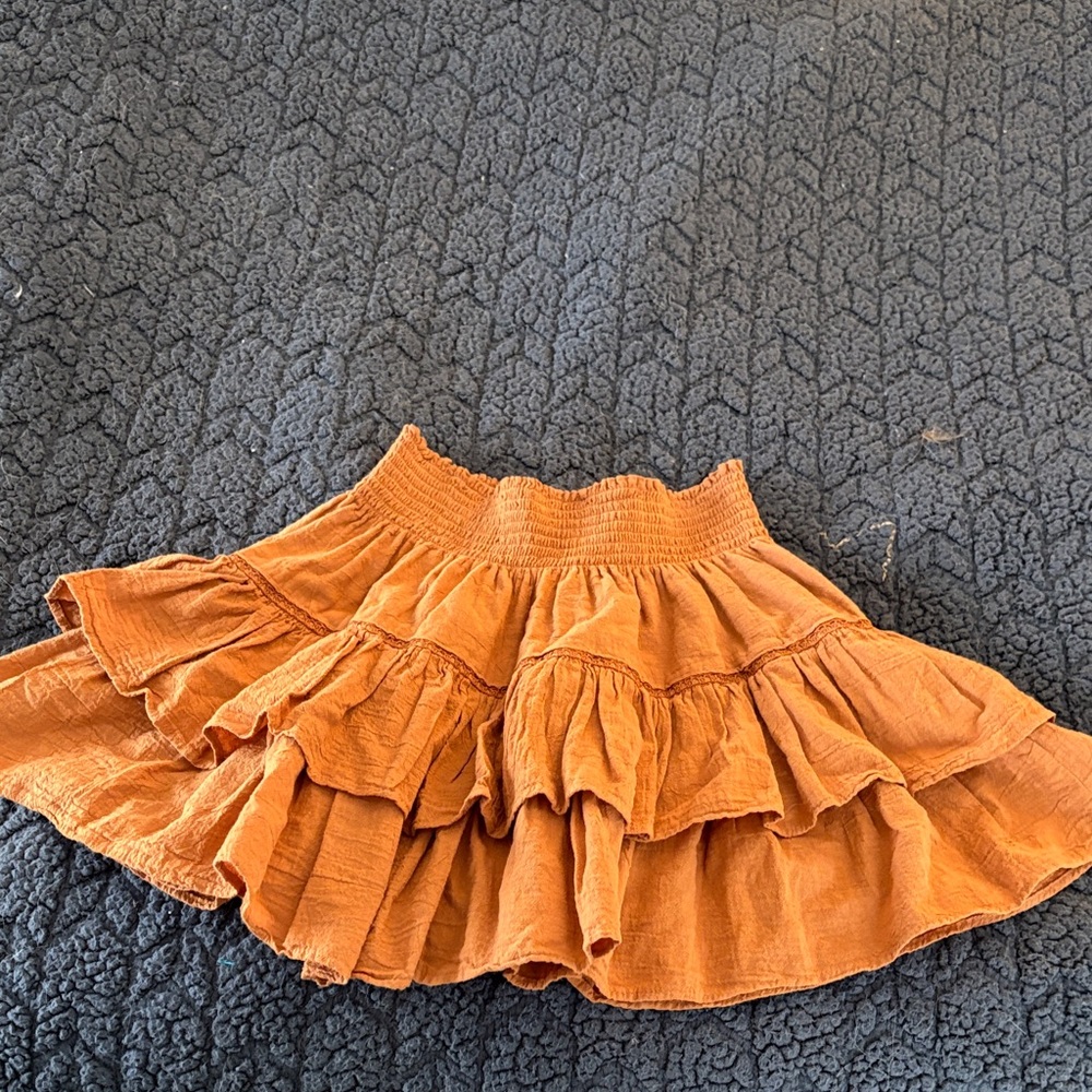 Chic Orange Ruffled A-Line Skirt